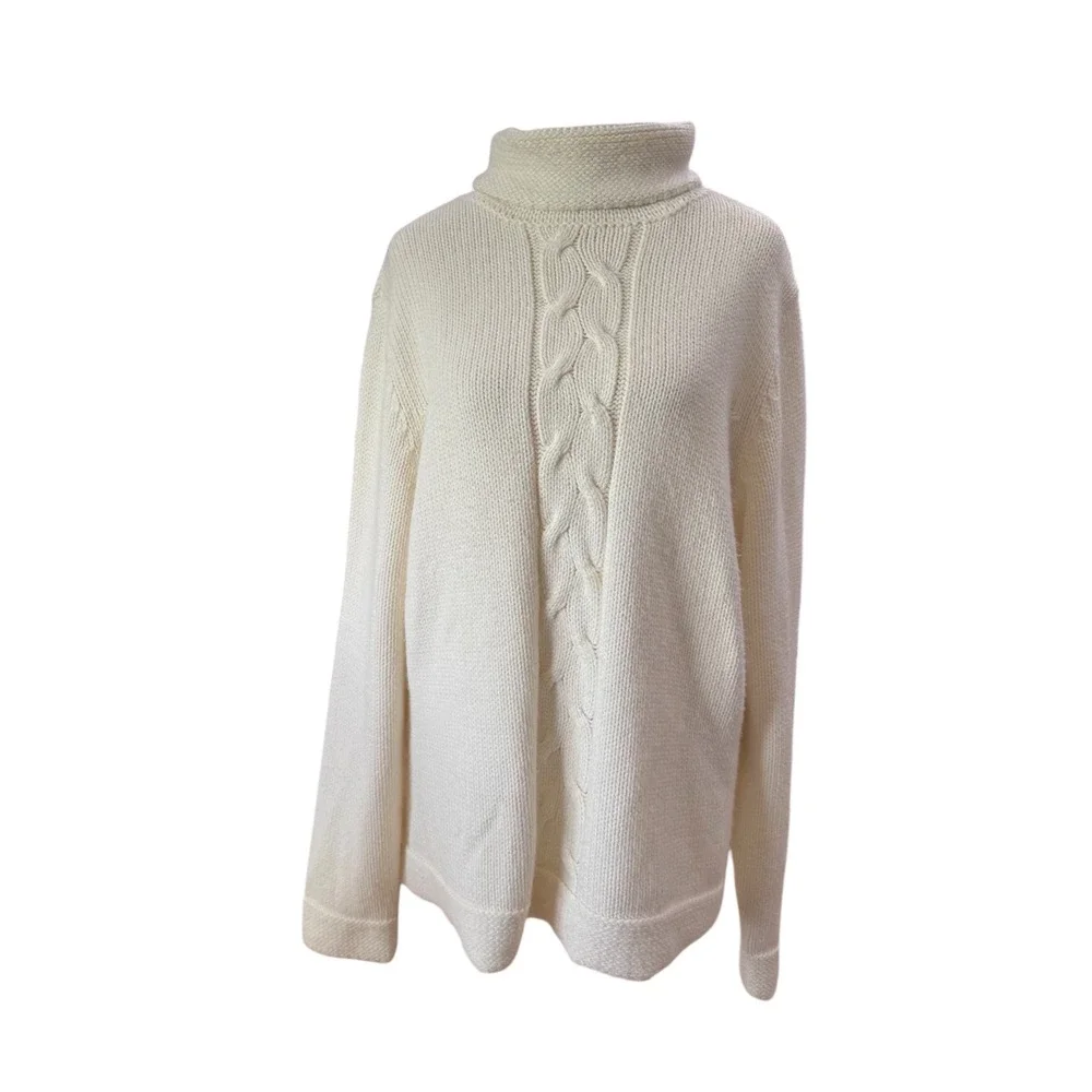 Sag Harbor Cream Cable Knit Turtleneck‎ Sweater Womens XL Acrylic